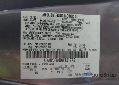 2011 Ford Focus Se z USA, uszkodzony, nr VIN 1FAHP3FN8BW121772